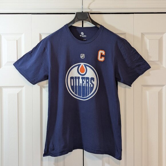 Fanatics Connor McDavid Edmonton Oilers Hockey T-Shirt - Navy - Size L - Picture 1 of 9